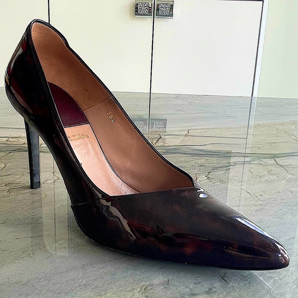 Paul Smith - Brown Marbled Leather Pointed Toe Stiletto Pumps